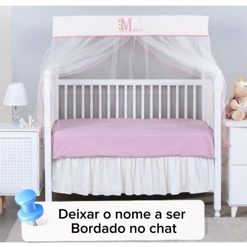 Mosquiteiro Para *****MINI BERÇO******Personalizamos Com Inicial e Nome Do Seu Bebê Menino/Menina Luxo
