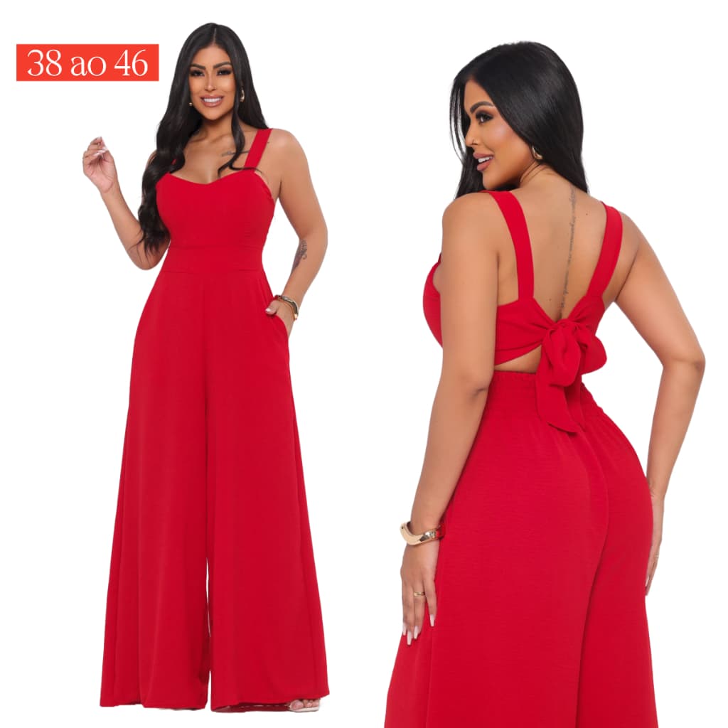 Macacão Feminino para Festa Social Pantalona Bojo Crepe Duna P ao GG Plus Size Até 46 Envio Imediato