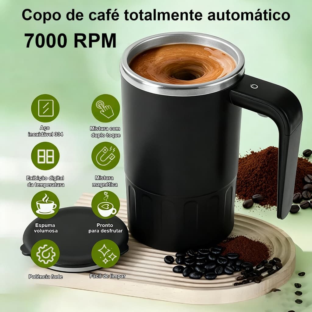 Copo Magnético de Mistura 380ml com Display de Temperatura, Caneca para Café e Mixer de Shake