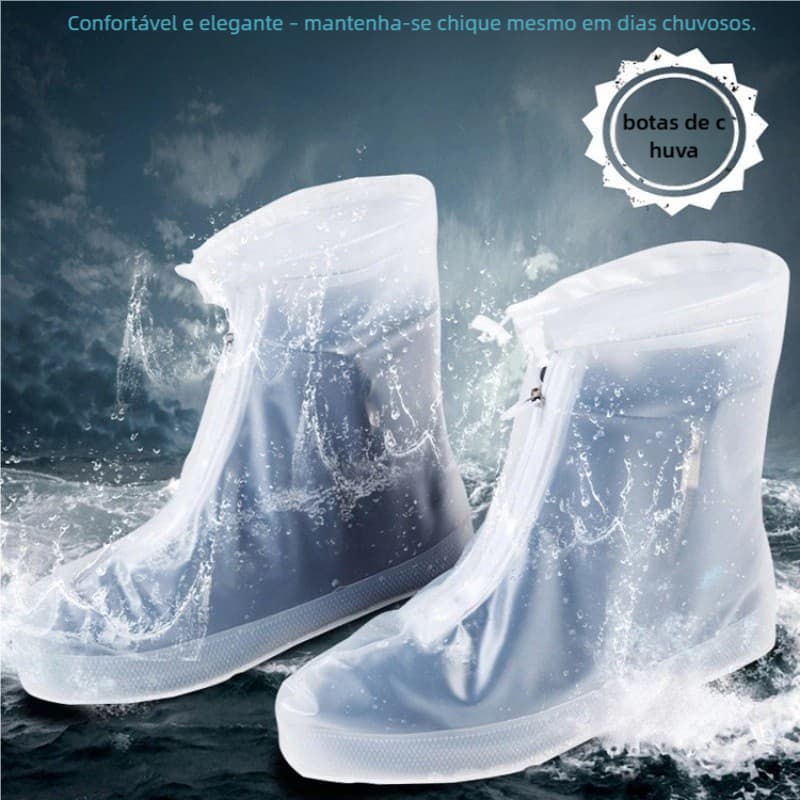 Silicone impermeável antiderrapante sapato capa, Unisex Shoes Protetores, Botas de chuva para interior e exterior