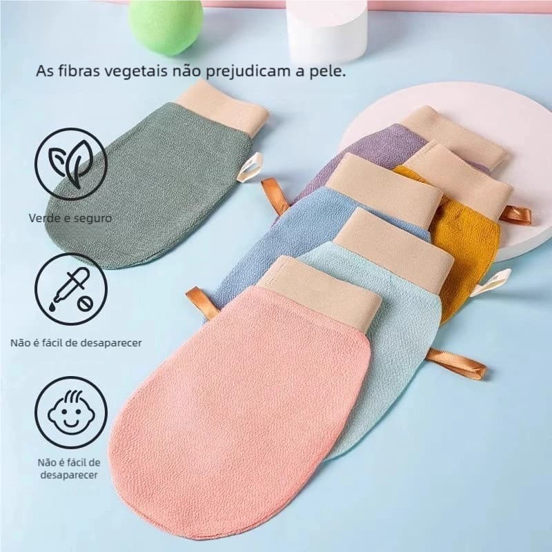 Toalha de Banho Exfoliante Unicolor Fresca - Dobra Dupla para Remoção de Impurezas e Películas de Pele, Luva de Banho pa
