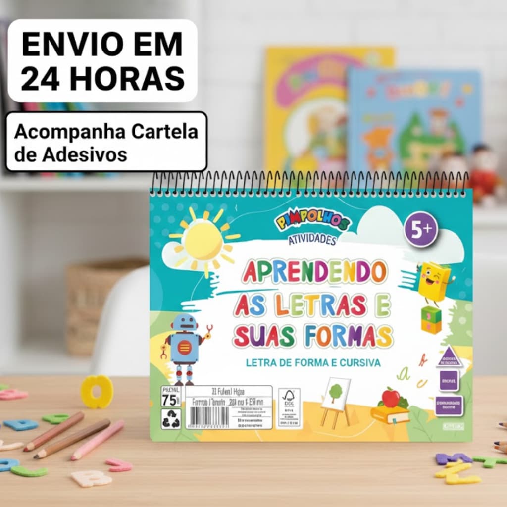 Caderno De Caligrafia e Alfabetização Infantil Varias Atividades Letras de Forma e Cursiva