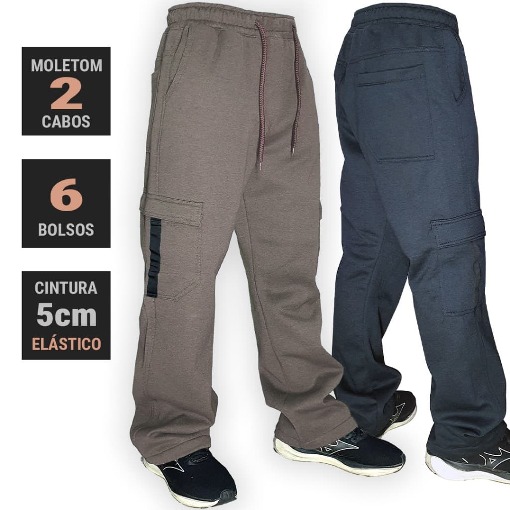calça moletom JUVENIL masculina sem punho estilo balao com bolsos cargo streetwear