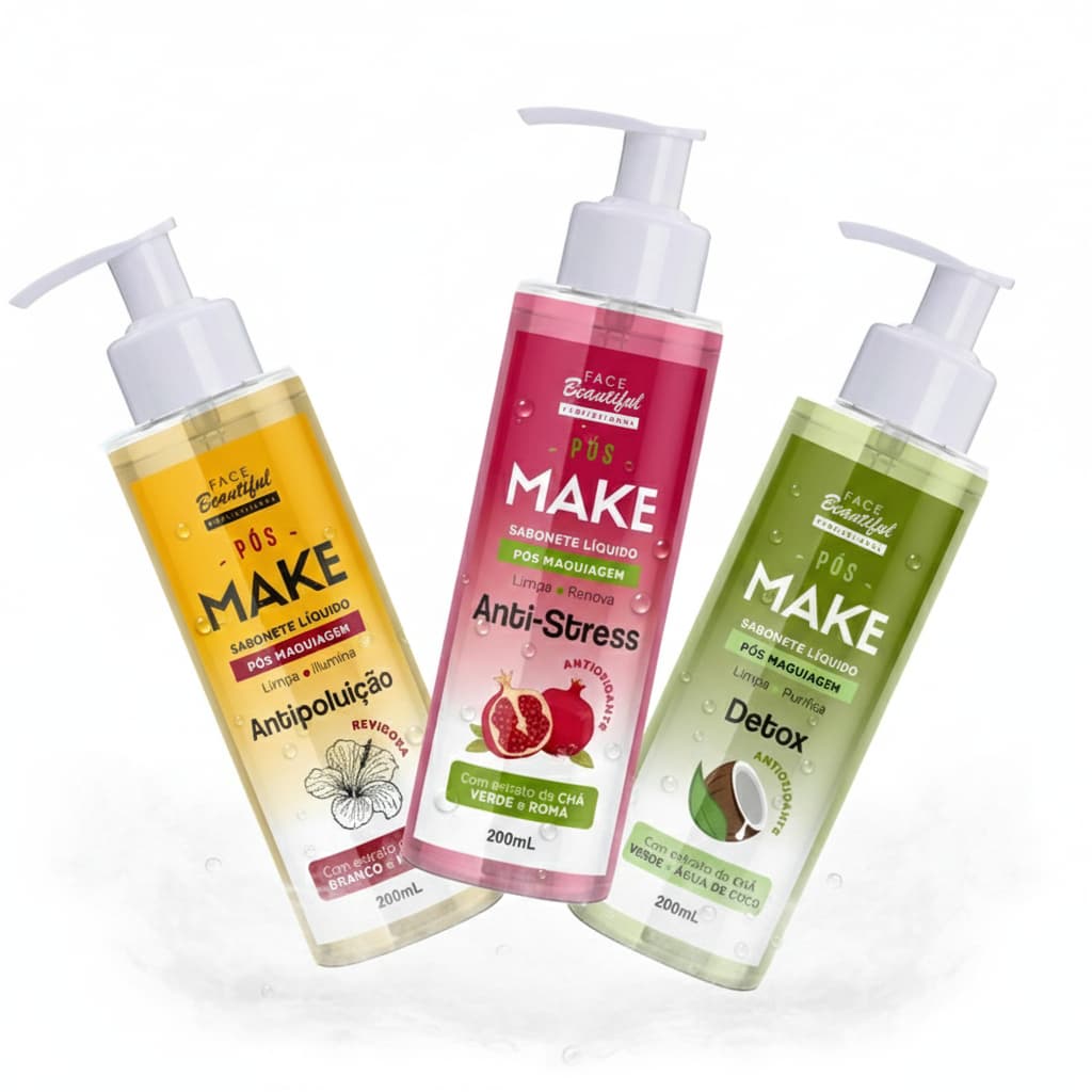 Sabonete Líquido Pump Pós Make  Limpeza Eficaz Do Rosto Face Beautiful 200ml