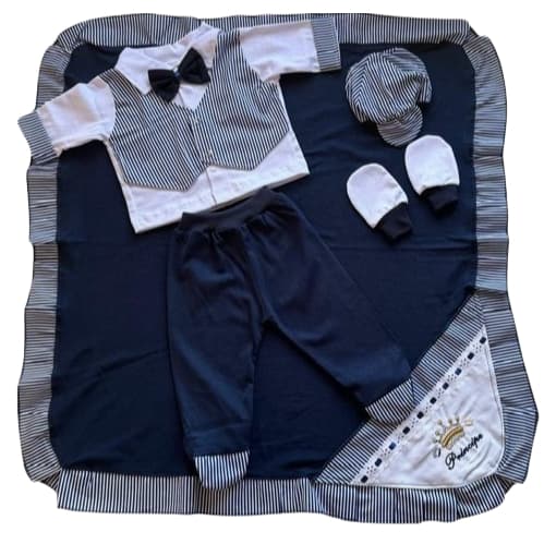 Saída de Maternidade Menino Luxo 6 Peças Para Bebê Recém, Malha Hipoalergênico 100% Algodão.