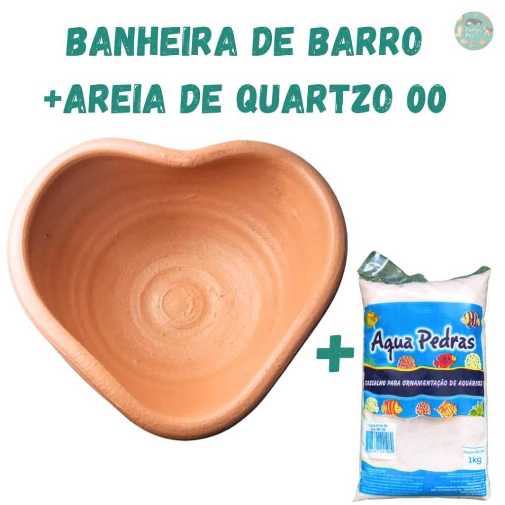 Banheira de barro + Areia quartzo 00  para roedores, hamster, gerbil, banho, resfriamento