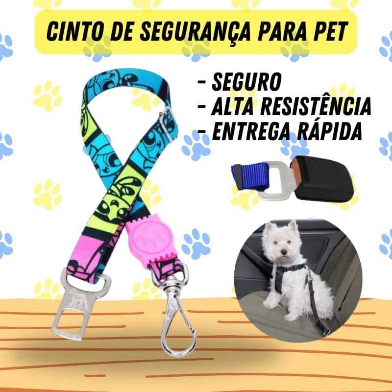 Cinto de Segurança Cachorro Ajustavel Cinto Luxo Estampado Pet