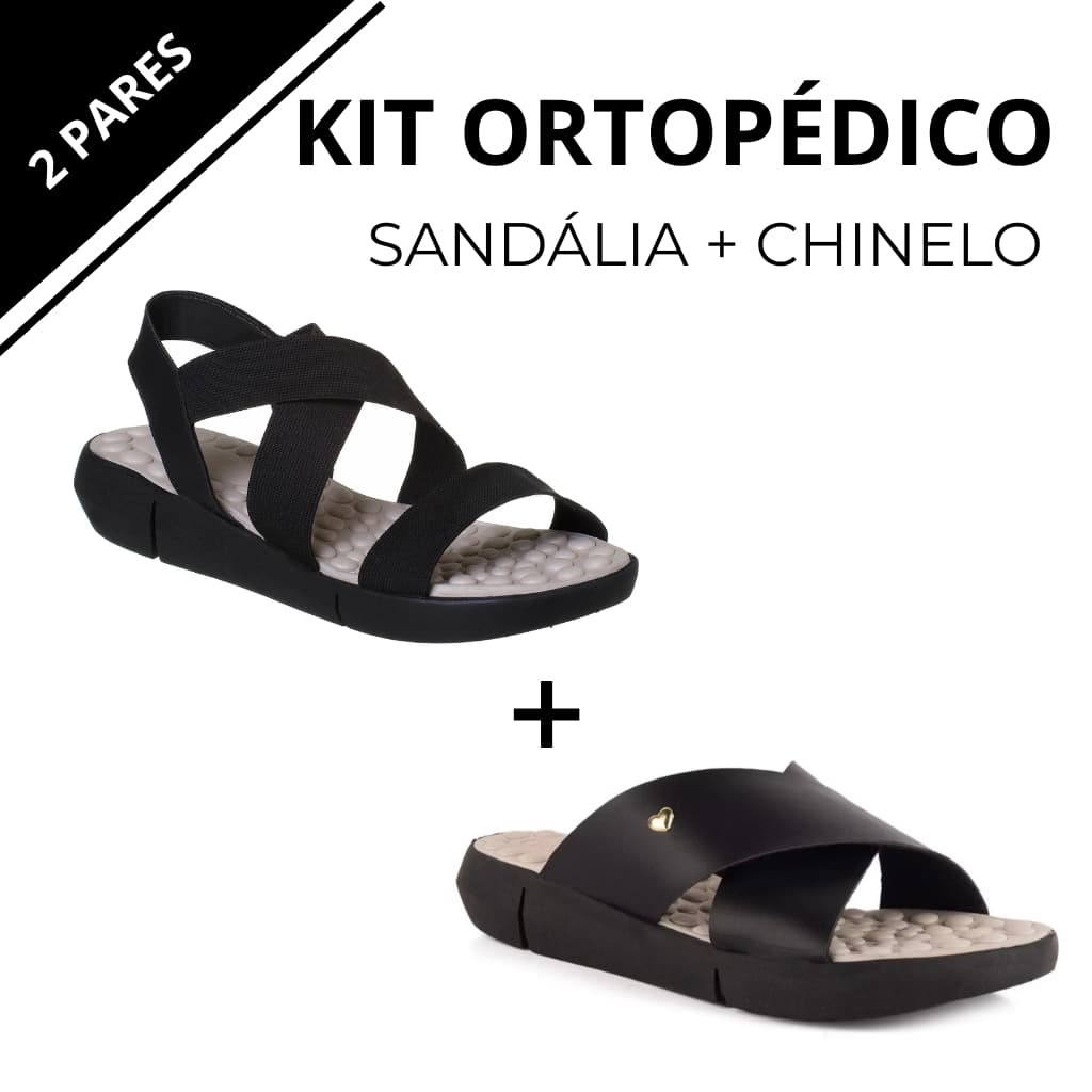 Kit 2 Pares Sandália + Chinelo Feminino Ortopédico Ploomer Original Casual Leve Macio Confortável