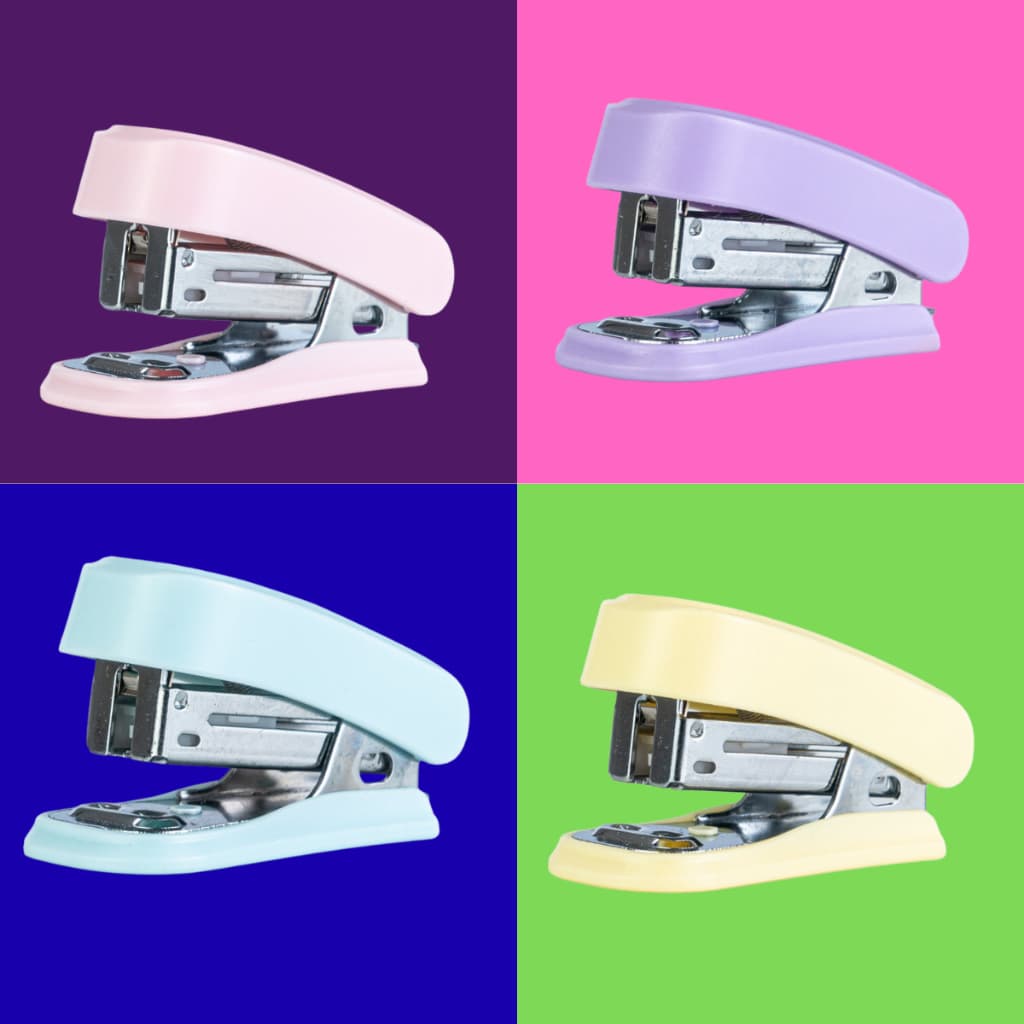 Mini Grampeador 12 Folhas Cor Pastel Tons Pasteis