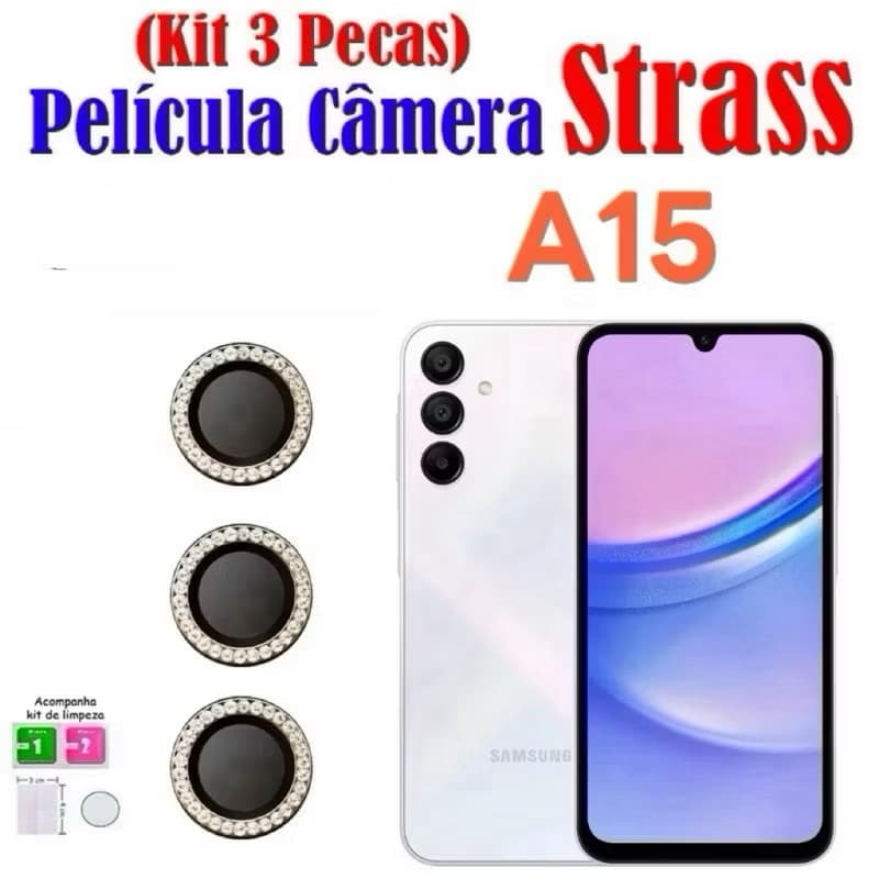 KIT A15 STRASS PELICULA CÂMERA LENTE DIAMANTE A15 SAMSUNG BRILHANTE