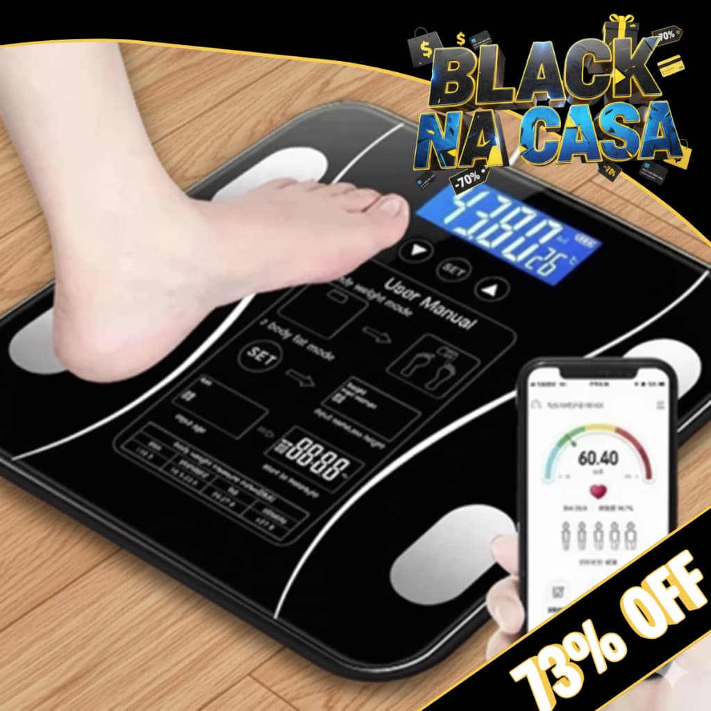 Balança Digital Bioimpedância Profissional 180KG Com Aplicativo de Celular Massa Corporal Imc Humana
