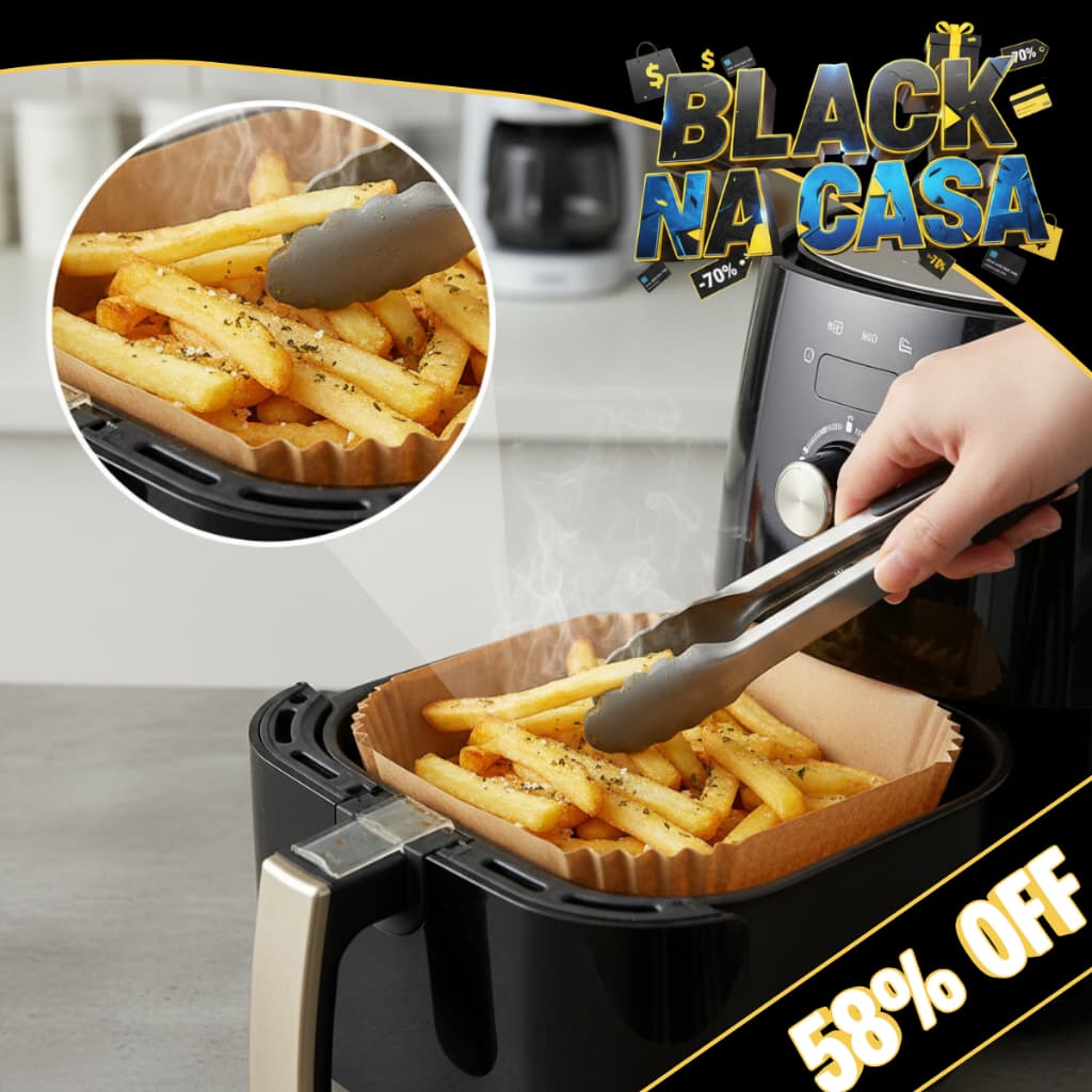 Kit 50 - 100 Forma Quadrada Para AirFryer Forro Protetor Fritadeira Elétrica Descartável 16cm e 20Cm
