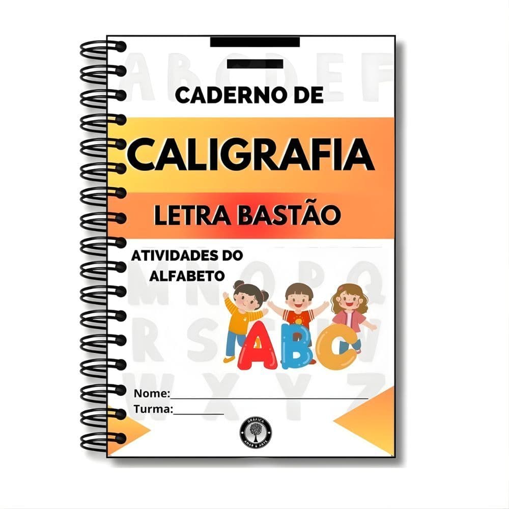 Caderno Caligrafia Infantil Letra Bastão  Alfabetização Completa Aprender a Escrever