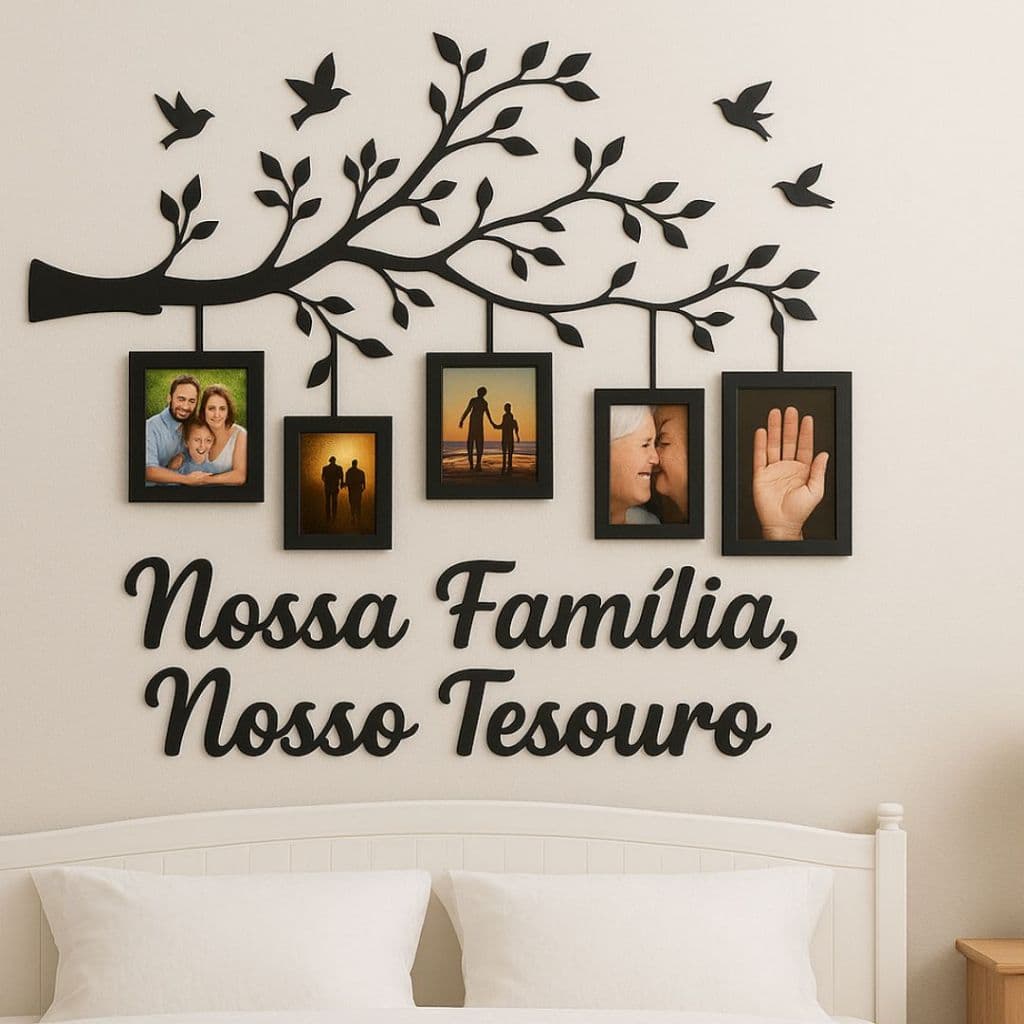 Quadro Porta Retato Parede MDF Moldura Fotos Familia Sala Quarto Decoração