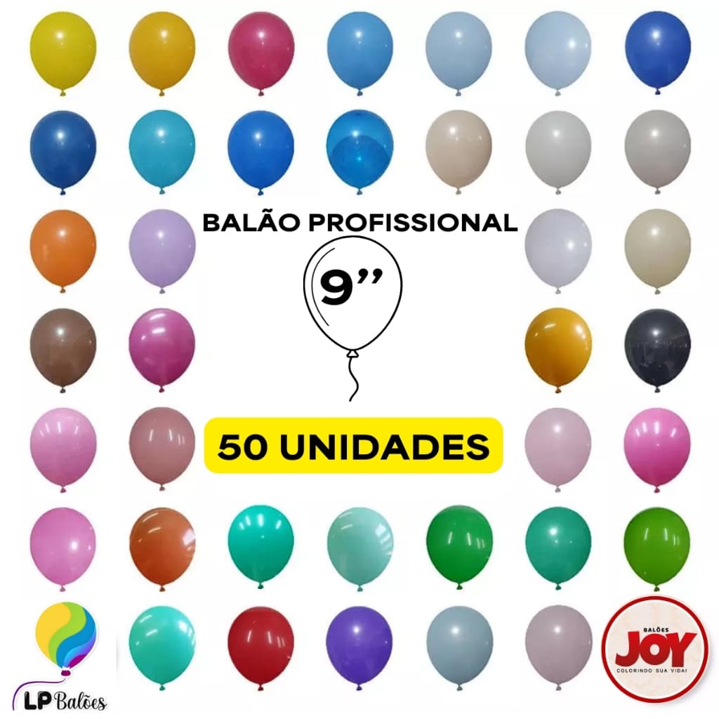 Balão Bexiga Festa 9 Polegadas 50 Unidades PARTY JOY Coloridos Aniversário Casamento Eventos Látex