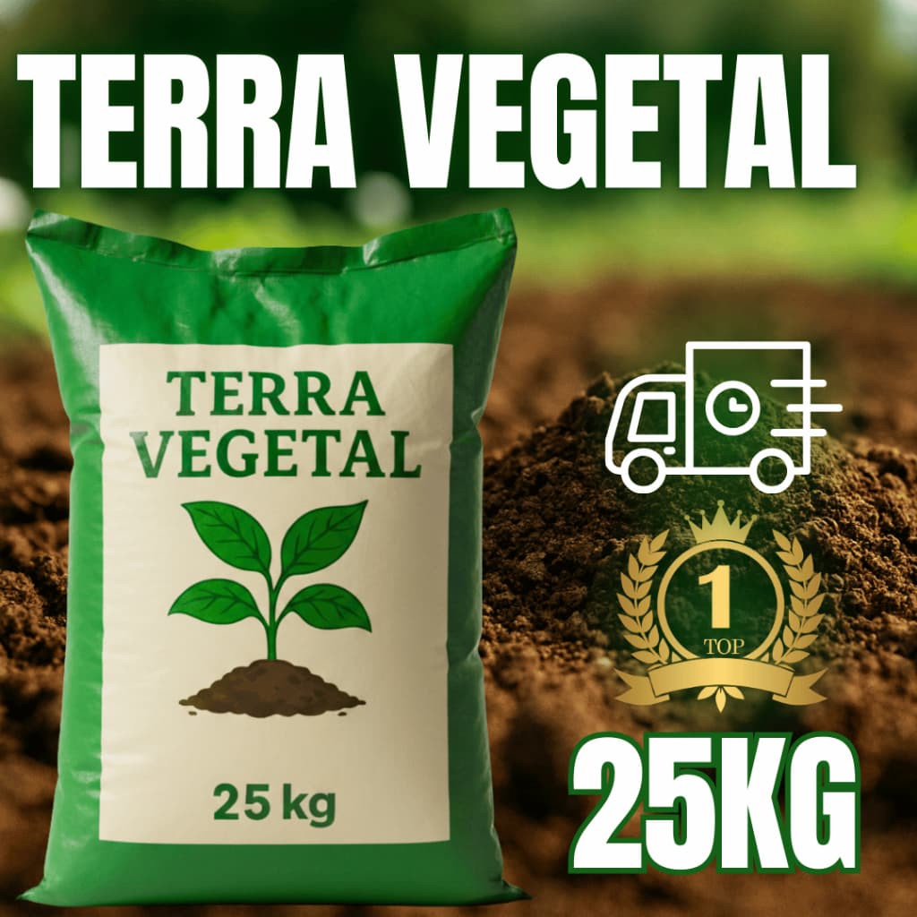 Terra Vegetal Adubada 25kg Substrato Orgânico Rico Nutrientes P/ Plantas Hortas Vasos Jardins Mudas