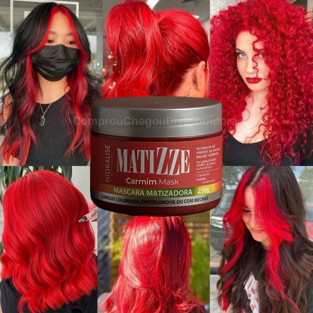Cabelo Vermelho Vibrando Máscara Tonalizante Sem Amônia 100% Natural MATIZZE VERMELHO Cosméticos