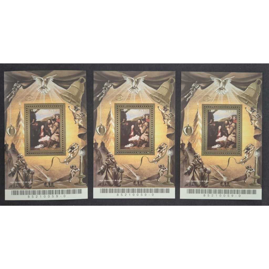 Bloco selos dos correios - Brasil 2005 - Natal - Adoração dos Pastores - Código RHM B140.