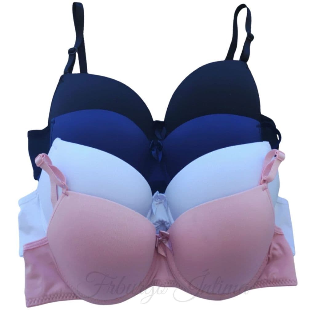 Kit com 5 Sutiã  Com Bojo Liso Soutien Básico dia a dia Sutian confortável