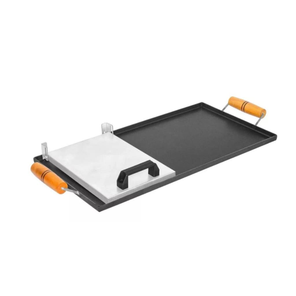 Chapa Lanches Hambúrguer Fogão Churrasqueira C/ Cabo Madeira