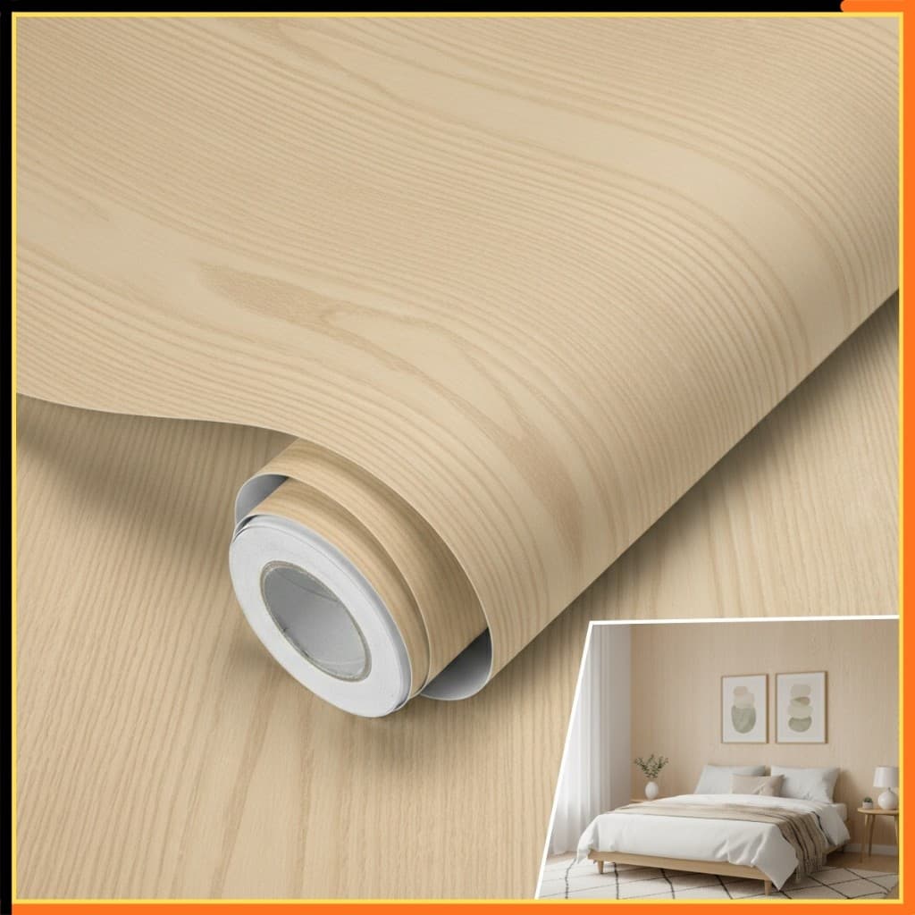 Papel Parede Auto Adesivo Envelopamento Madeira Carvalho Claro c/ 5m x 45cm