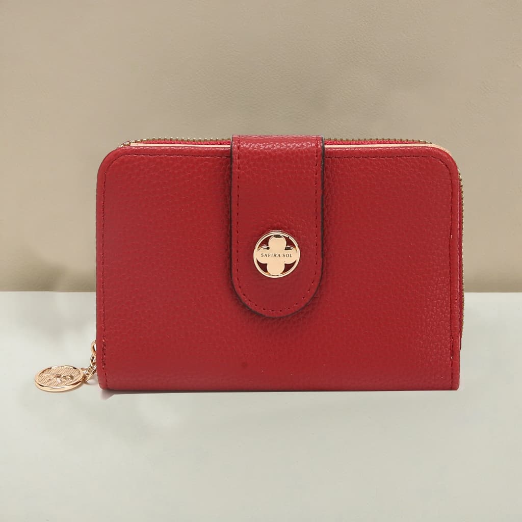 Carteira feminina media com pompom porta cartões documentos e moedas presente LX588