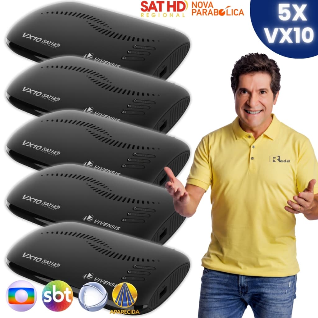 Kit 5x Receptor Vivensis VX10 Sathd Regional Parabólica Digital D2 B1