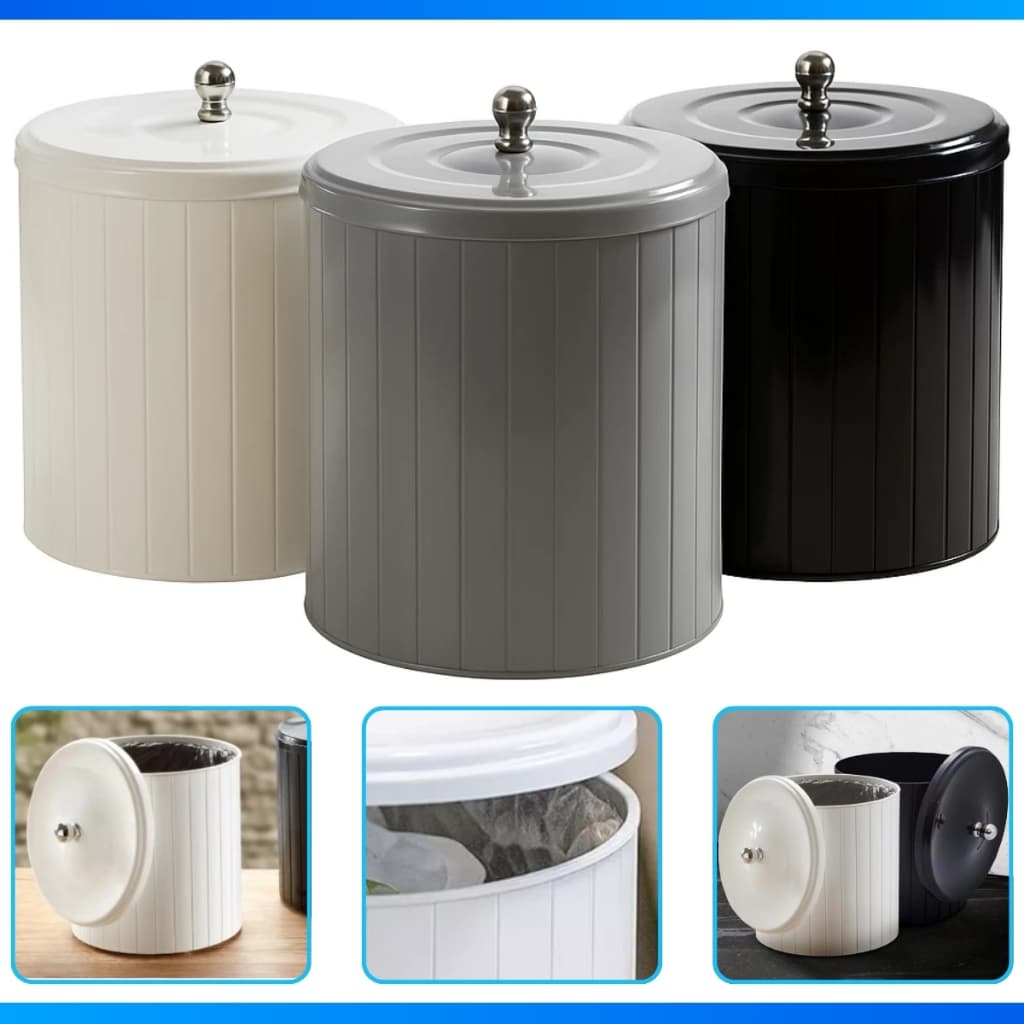 Cesto Lixeira 5L Clean Tampa e Suporte para Sacola Suporte Para Tampa Banheiro Cozinha Escritório