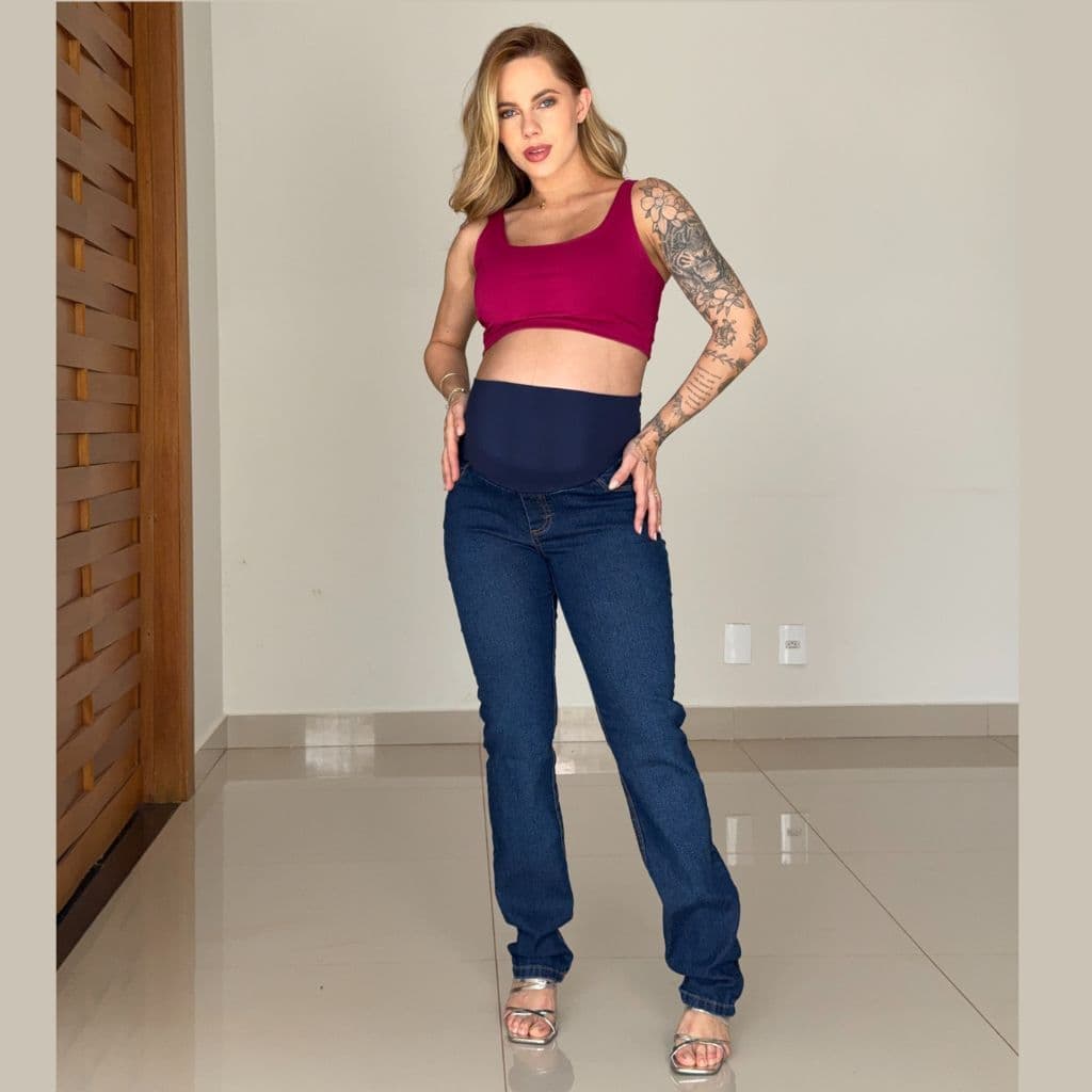 Calça Gestante Grávida Cós Anatomico Confortável Skinny