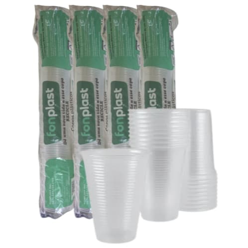 Caixa de Copo Descartável Cristal 180ml – Fonplast | Alta Qualidade | 100 200 300 ou 400 Unidades