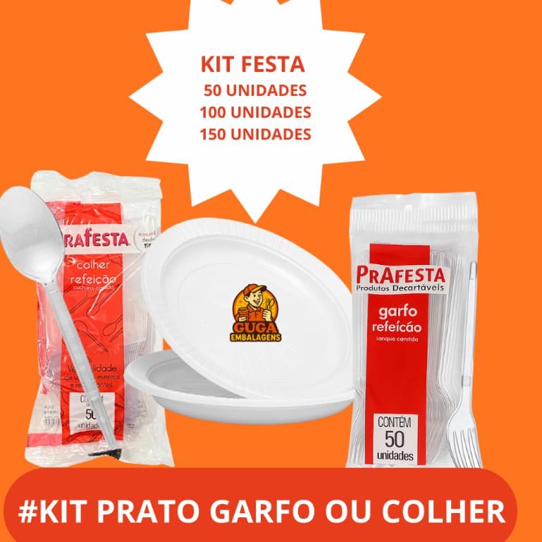 KIT FESTA 50~300 UNID  PRATOS GARFOS ou COLHERES BOLO SOBREMESA CHURRASCO DOCES EVENTOS