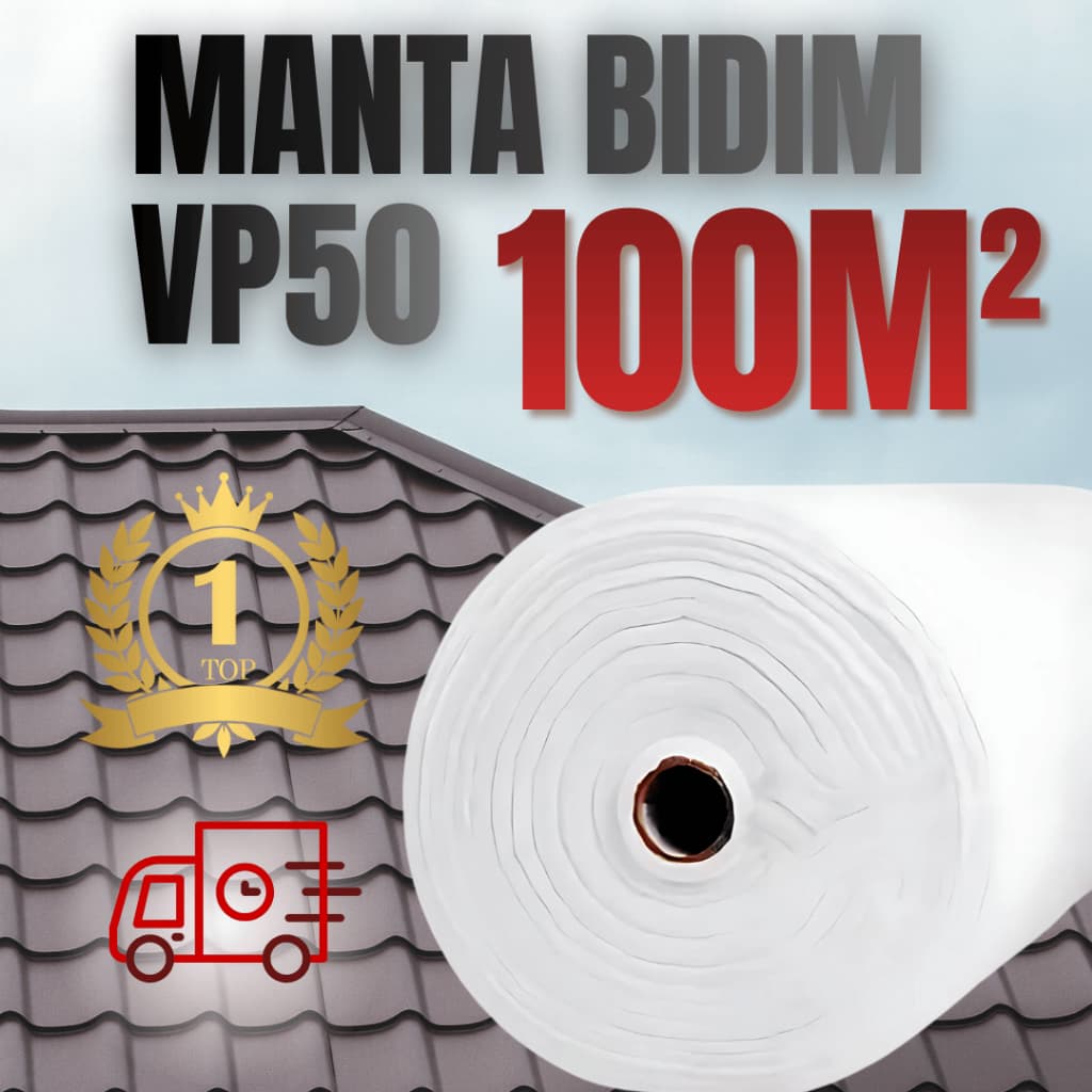 Manta Bidim VP50 100m Para Impermeabilização Alta Resistência Sol Chuva e Umidade Telhados e Lajes