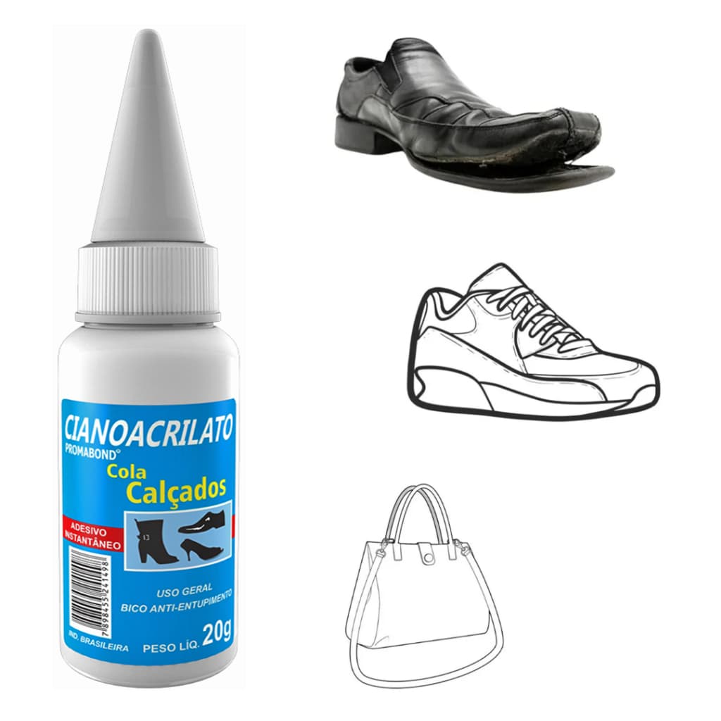 Cola Instantânea para Calçados Tênis Cinto Sapatos Bolsas Couro em Geral 20g