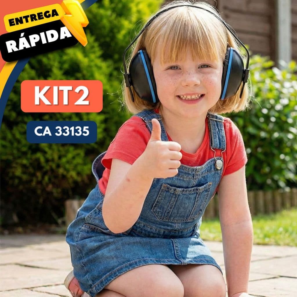 Kit Abafador Auricular para Autismo Obra Construção Criança Autista EPI Confortável