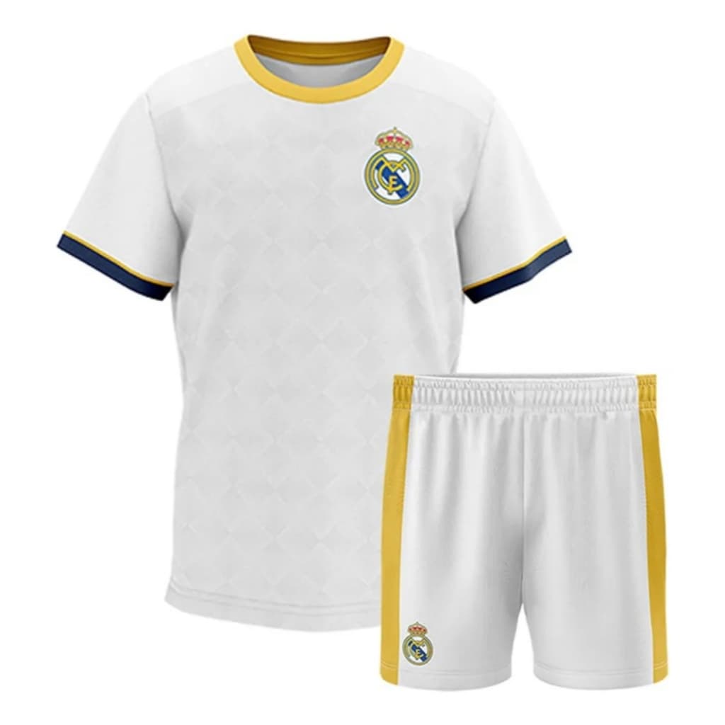 Kit Mini Craque Futebol Real Madri  Infantil Camisa E Calção Oficial
