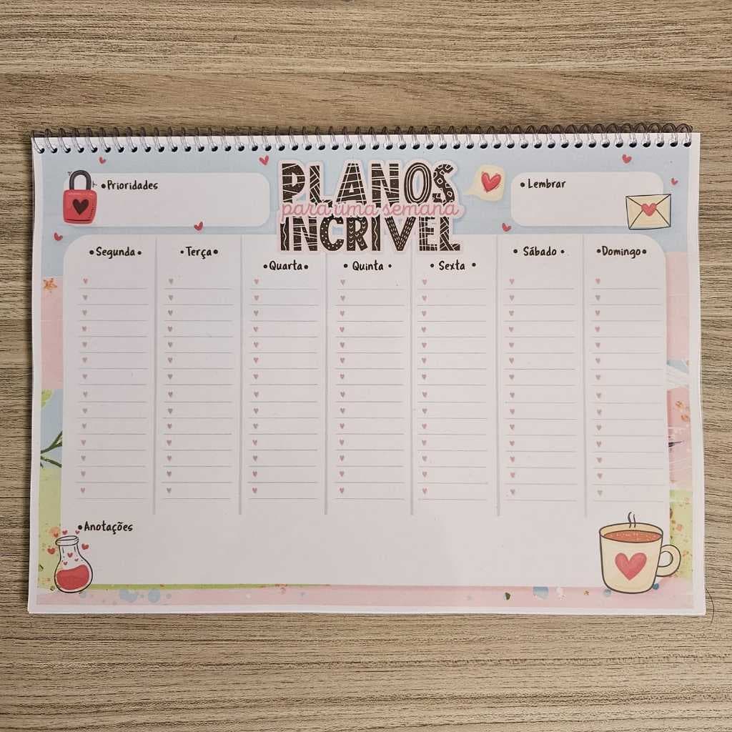 Vida Organizada com o Planner Semanal de Mesa A4 com 55 folhas (Versão Encadernada)