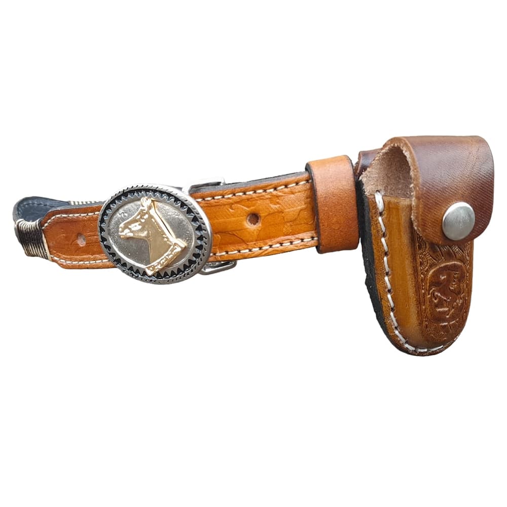 Cinto Infantil de Couro com apliques  cavalinho + Bainha