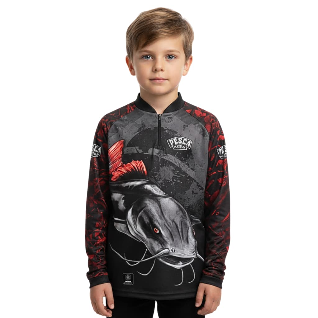 Camisa Camiseta Blusa de Pesca Pirarara Infantil menino com Proteção uv50