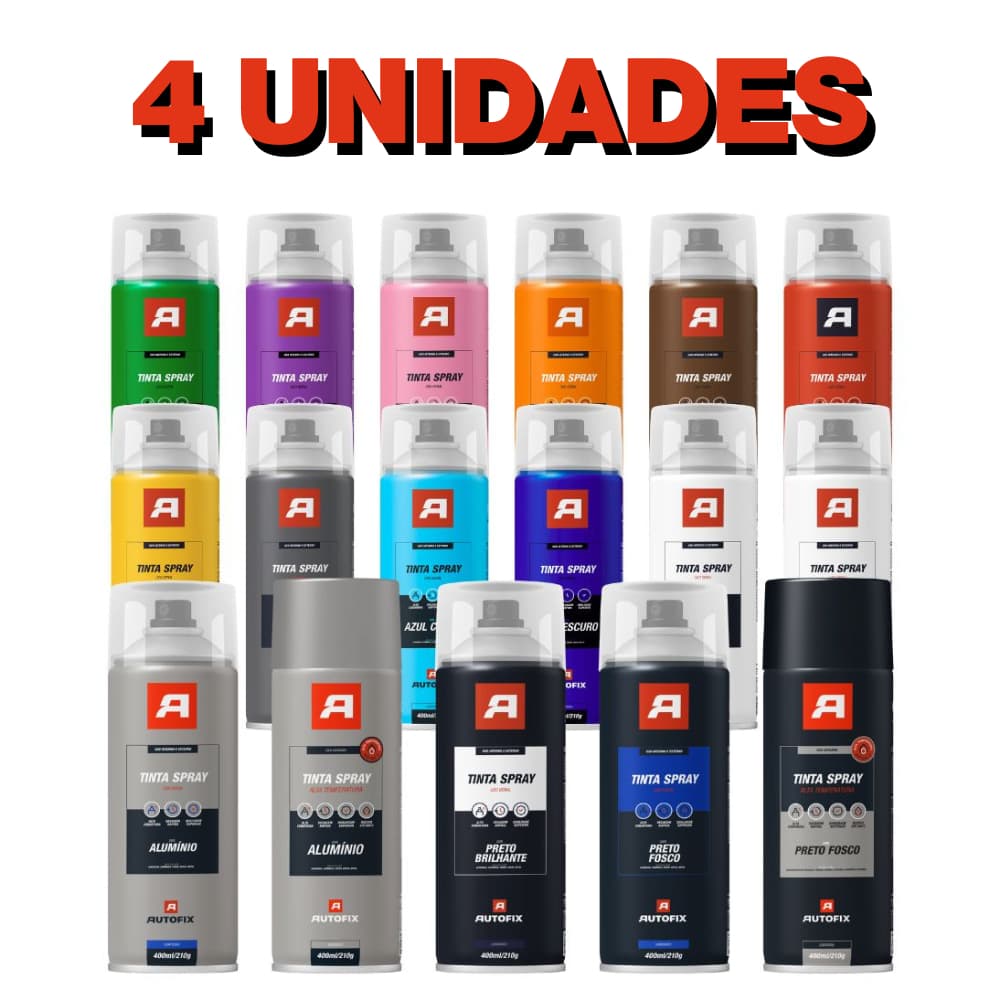 Kit 4 Tinta Spray de pintura Uso Geral 400ml - Todas Cores