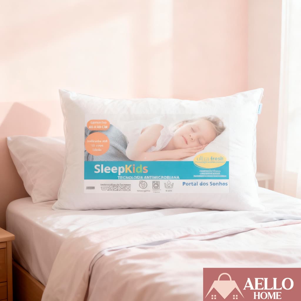 Travesseiro Infantil 40x60 Hipoalergênico Até 10 Anos Macio e Seguro Para Crianças