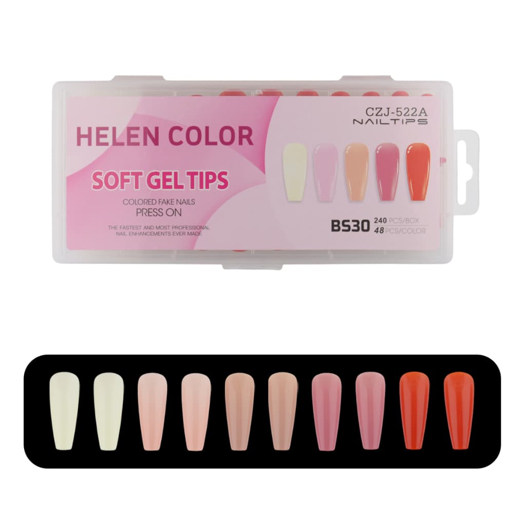 Unhas Postiças Soft Gel Almond e Bailarina Helen Color - 240 Peças A Escolha das Profissionais