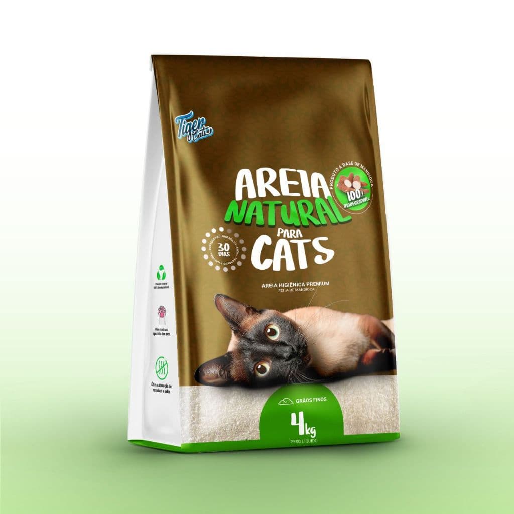 Areia Higiênica Natural Biodegradável Gatos Tiger Cats 4kg forma torroes firmes super rápido