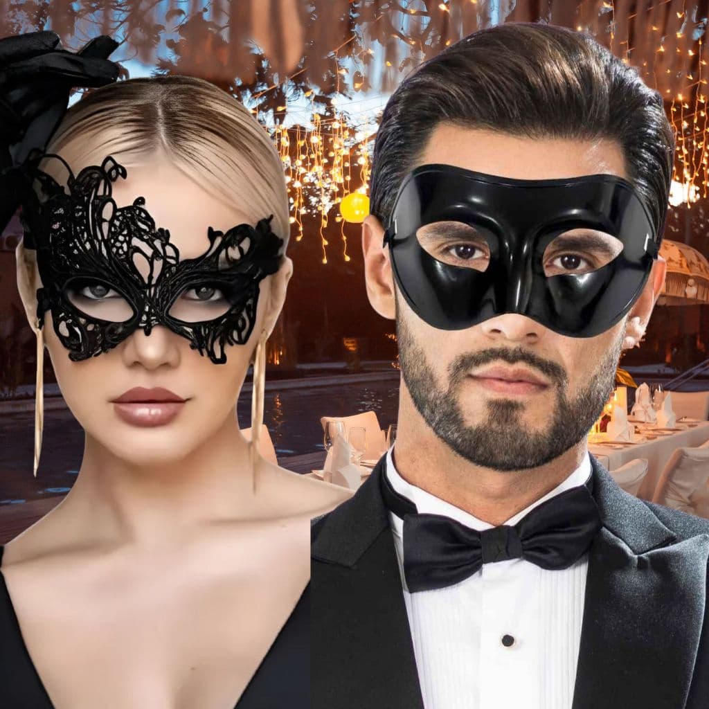 kit 2 máscaras ( veneziana lisa + renda ) baile luxo festa carnaval
