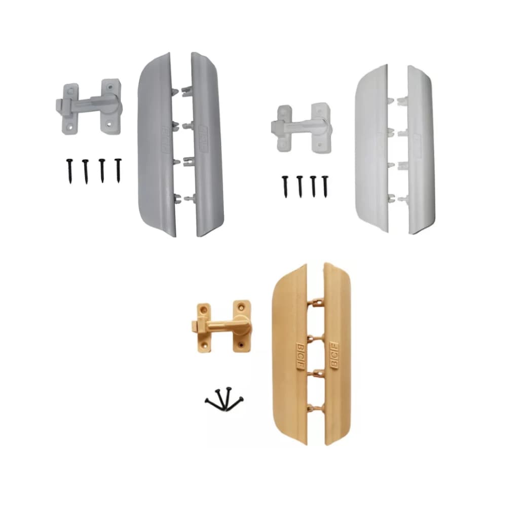 Kit Puxador e Trinco Porta Sanfonada Cinza Bege E Branco TWB/BCF