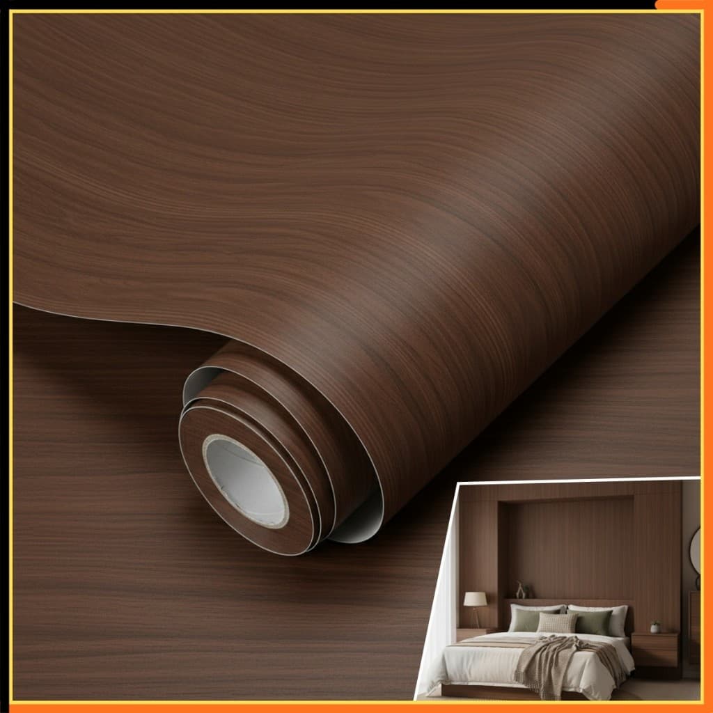 Papel Adesivo para envelopamento 5 Metros x 45cm Madeira Escura Marrom