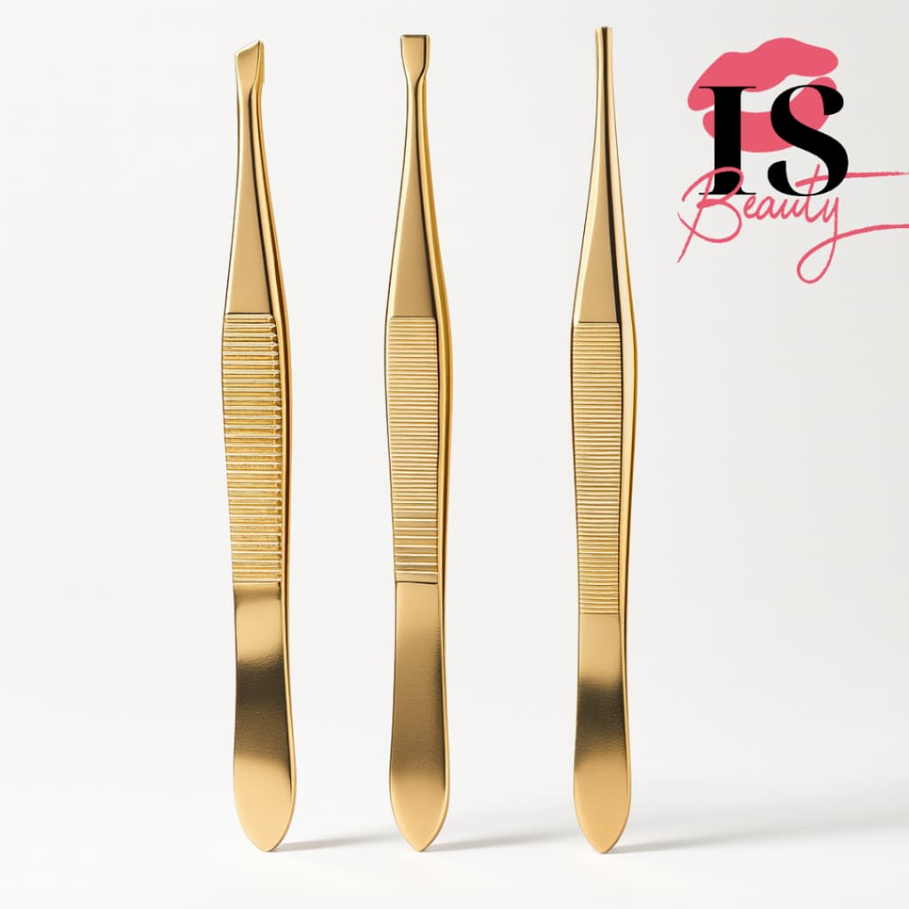 Kit 3 Pinças Profissionais em Aço Inoxidável Para Sobrancelha Para Design e remoção de pelos