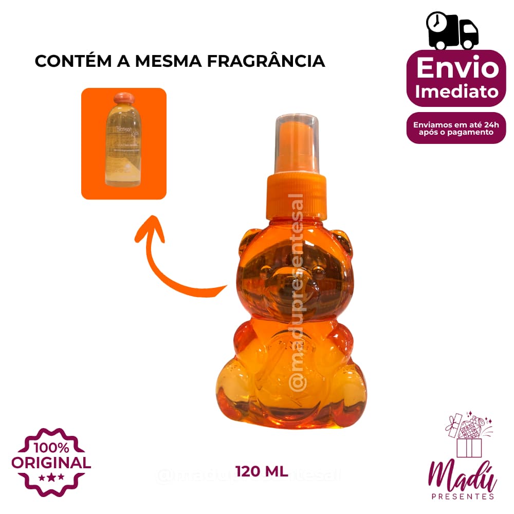 colônia Infantil Blosson Laranjinha 120ml + sacola presenteável, Dermatologicamente Testada