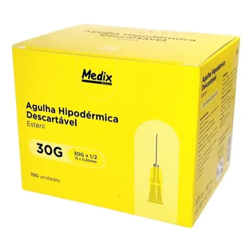 Agulha HiPodérmica Descartável 13x0,30mm Medix Cx C/100 Unid