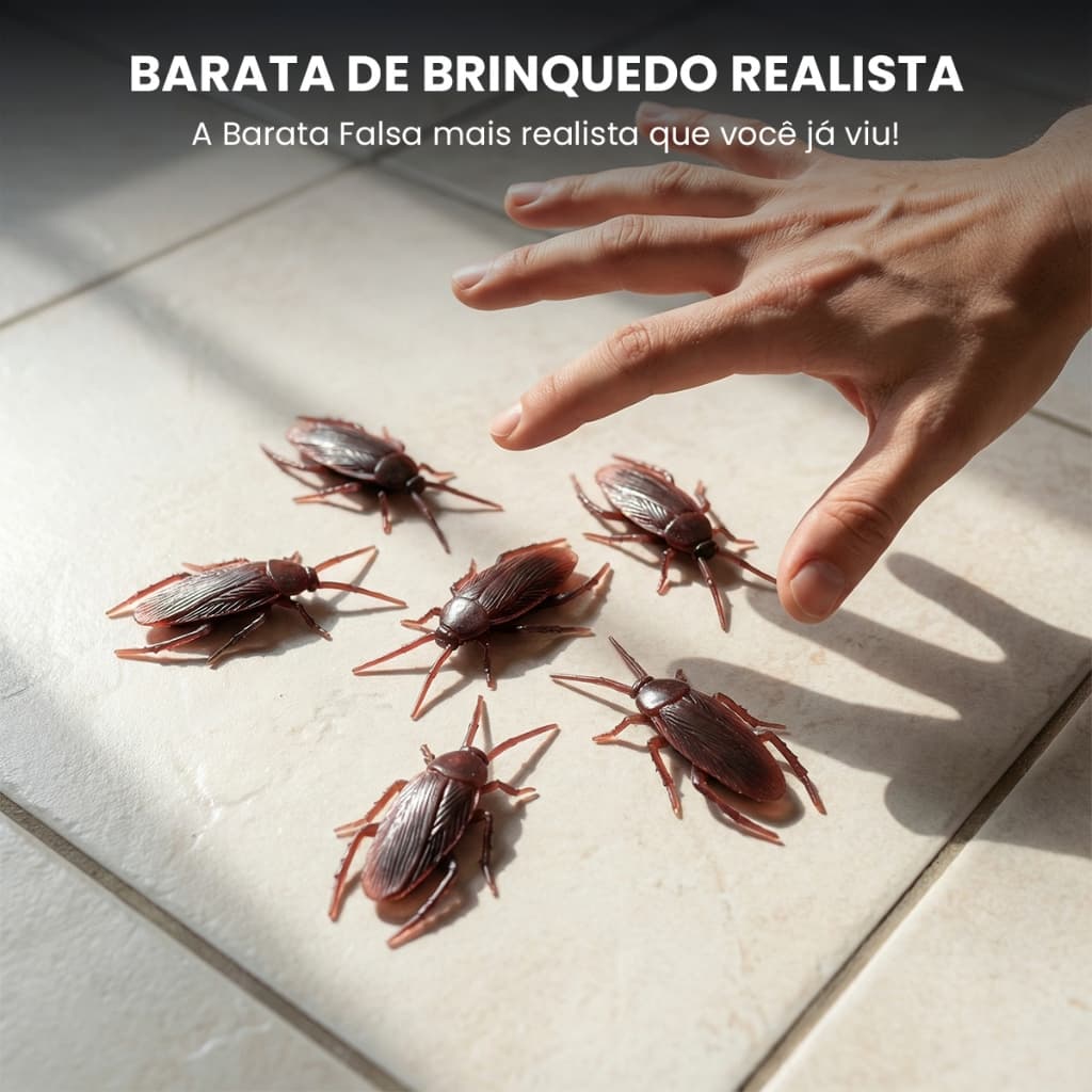 Barata Falsa de Brinquedo Realista de Plástico Para Susto Pegadinha Gato Festa Infantil Kit Com 12