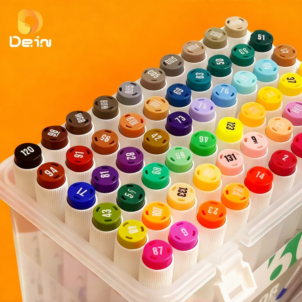 Marcador Artístico Duas Pontas 24/48/60/80 Cores — Tinta à Base de Álcool, Secagem Rápida